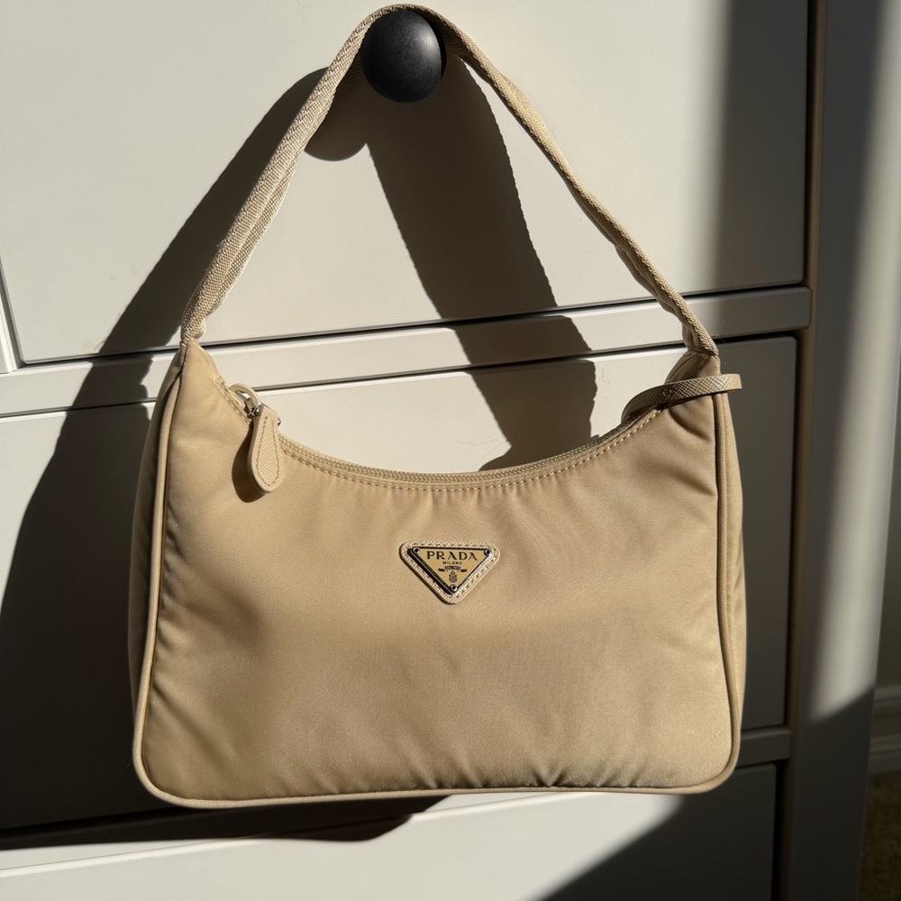 Pre loved - Prada Tan Nylon Shoulder Bag - Picture 7 of 16